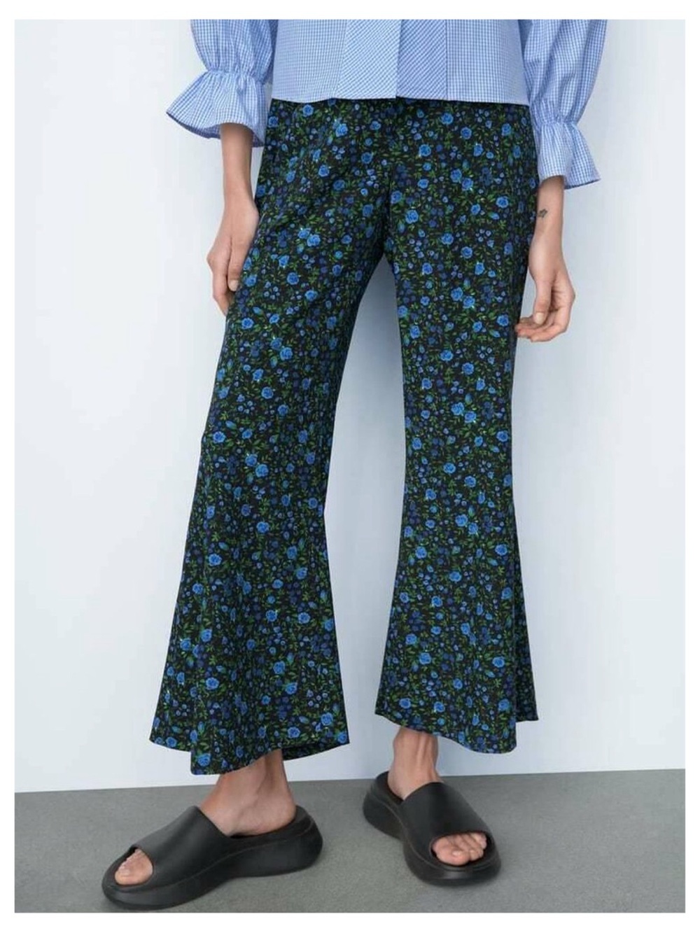 Zara Floral Printed Crop Wide Leg Trousers Size M NWT